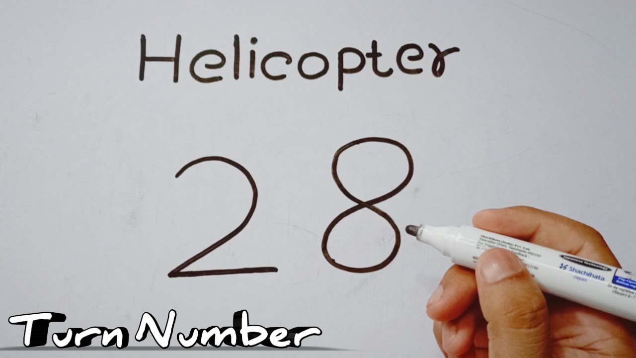 How To Turn Number 28 Into A Helicopter || How To Draw A Helicopter (Flying) Easy Step By Step