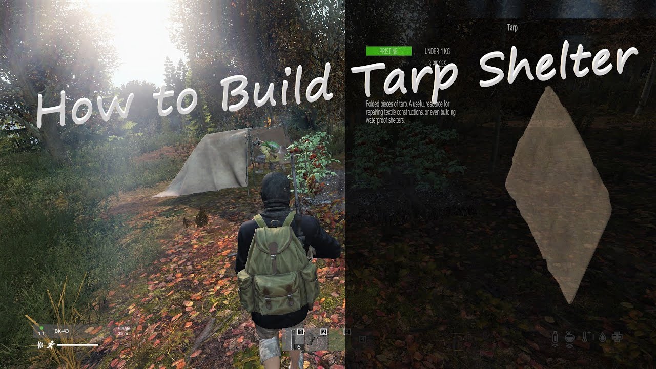DayZ- How To Build Tarp Shelter [ Improvised Tent Storage ]