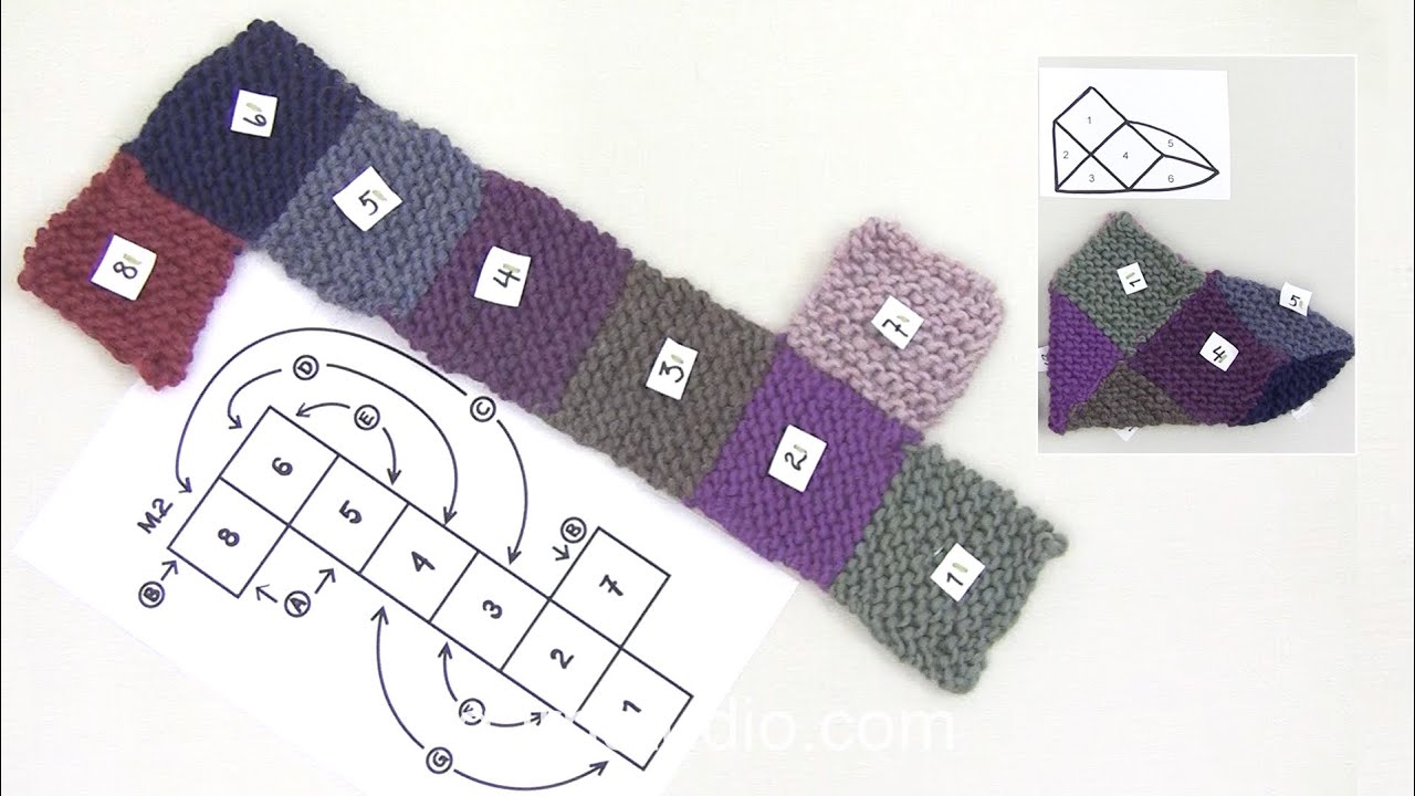 How to assembly slippers with squares following a chart