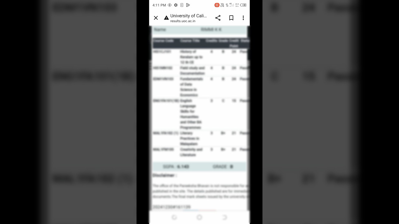 Calicut University FYUGP 1st semester exam result  #shorts #viralshorts