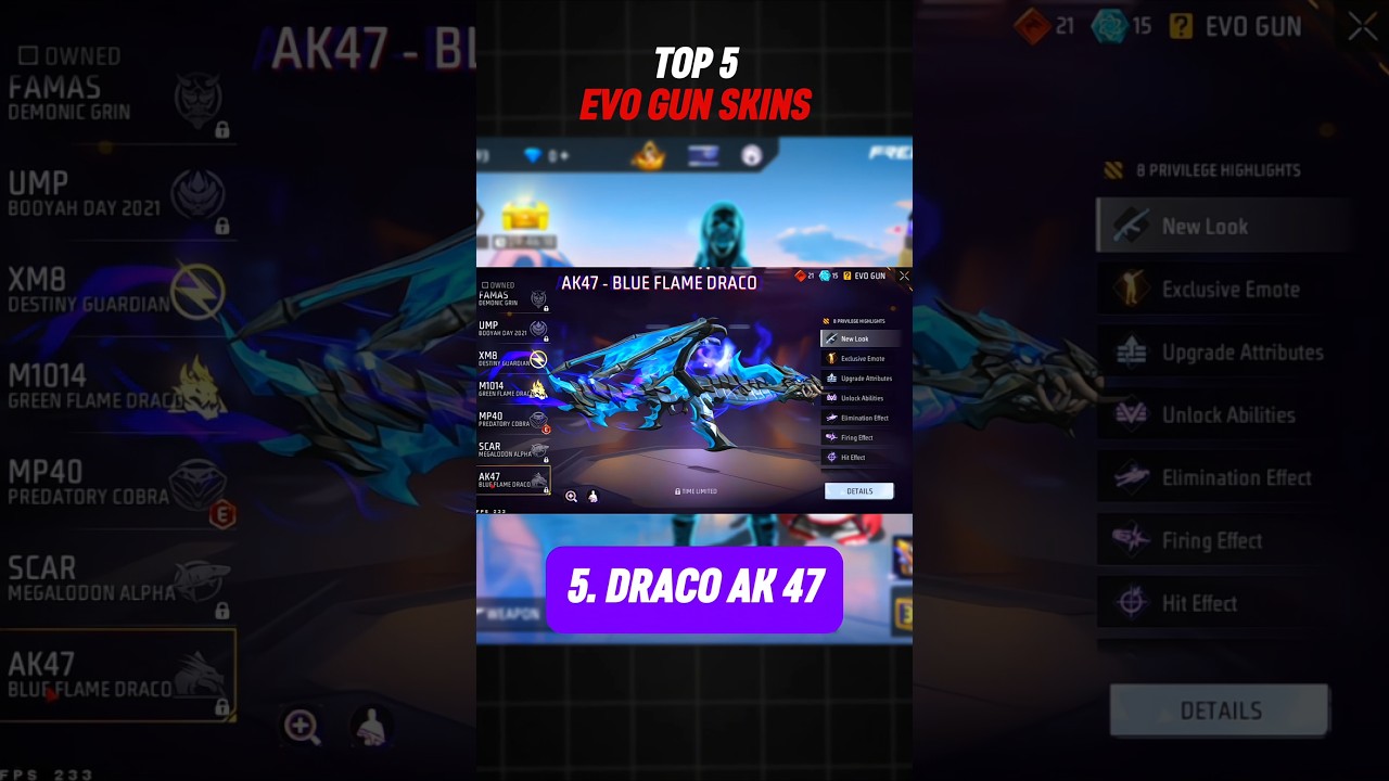 Top 5 Best Evo Gun Skins 💯😱 #shorts #freefire