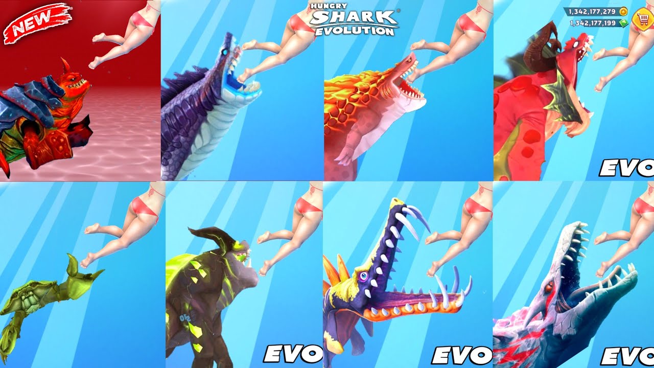 Hungry Shark Evolution Evolved to Enemy Shark - Universe All Sharks Unlocked New Skin Update