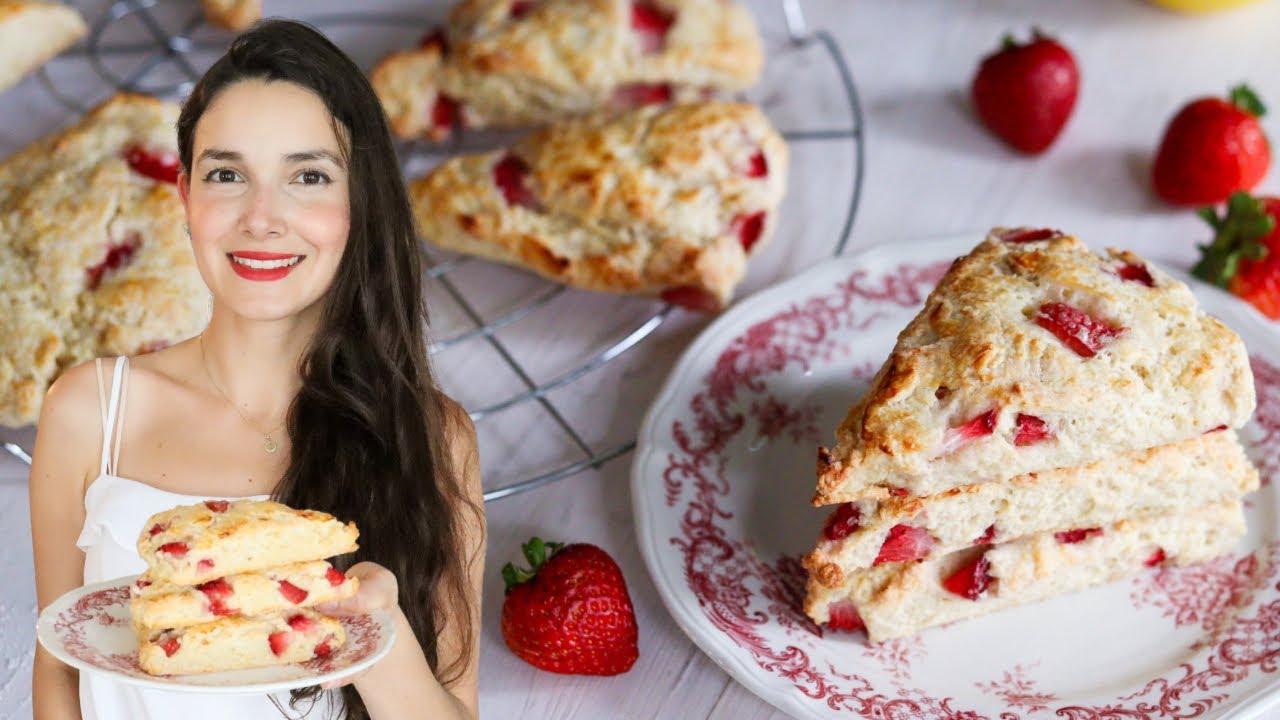 Scones de fresa 🍓 Fáciles, deliciosos y con pocos ingredientes 🍰 Esconacento