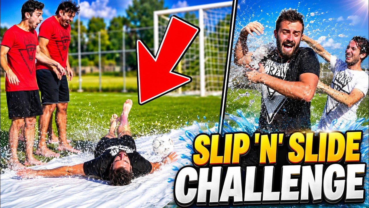 SLIP 'N' SLIDE CHALLENGE vs ILLUMINATI CREW ( Calcio Saponato )