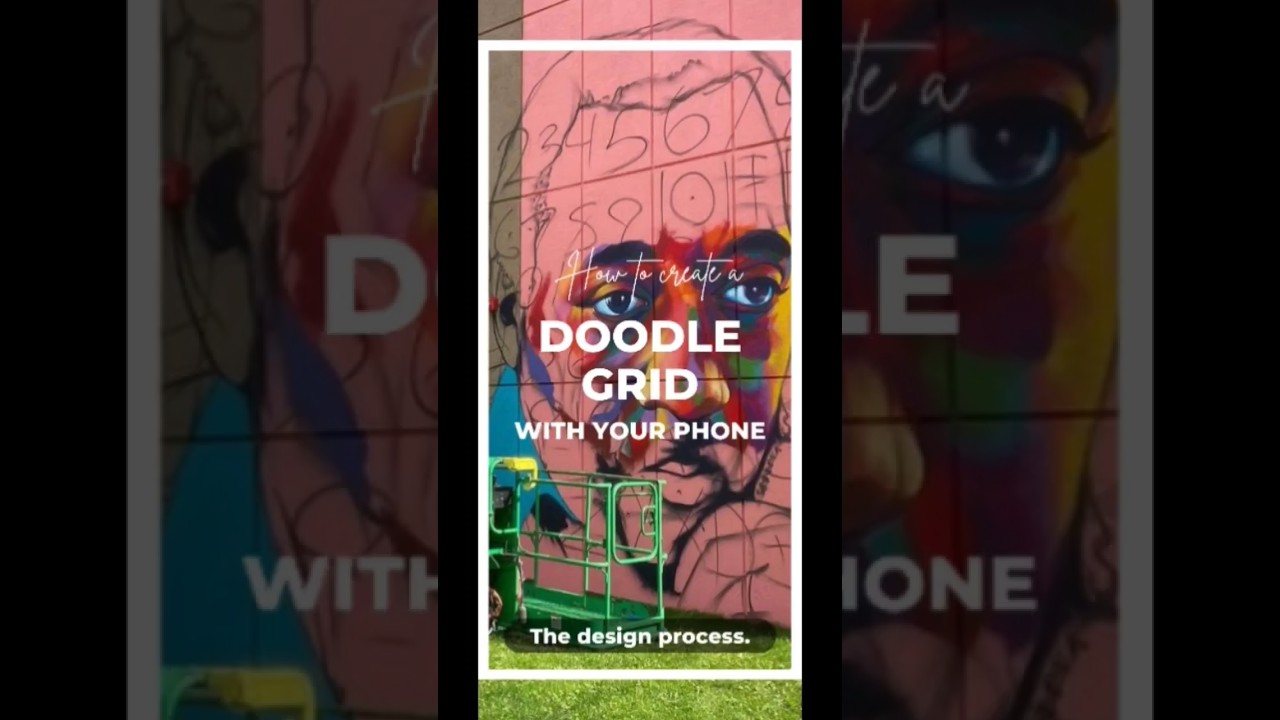 step by step on how to create a doodle grid to scale art on wall using sketchbook