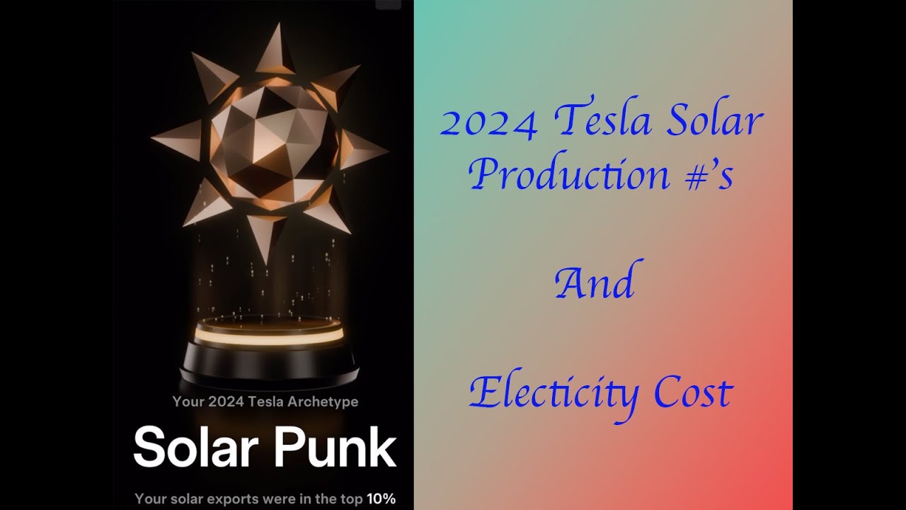 Tesla solar 2024 Production numbers and Electricity cost.  Year 2
