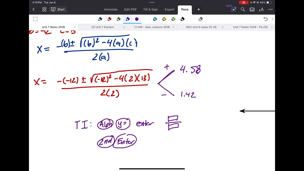 S2 7.1 Quadratic Applications