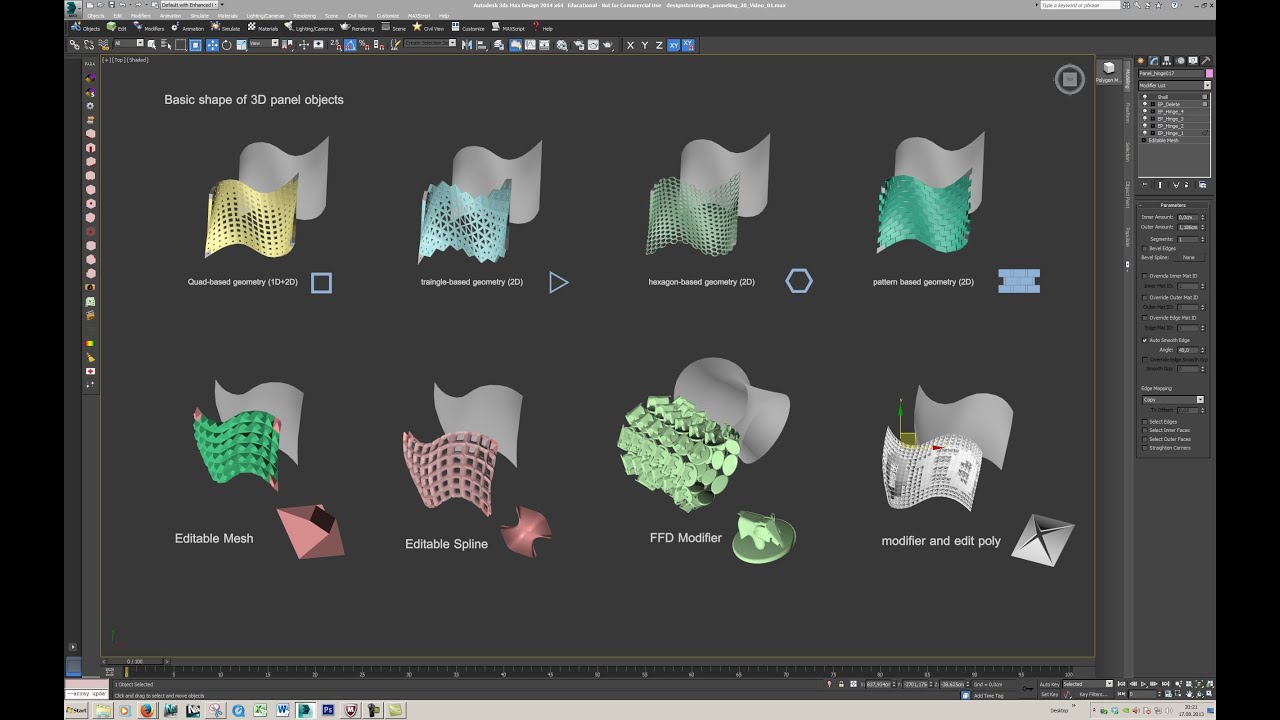 Surface paneling - principals 03: characteristics of panel objects for para 3D in 3ds max