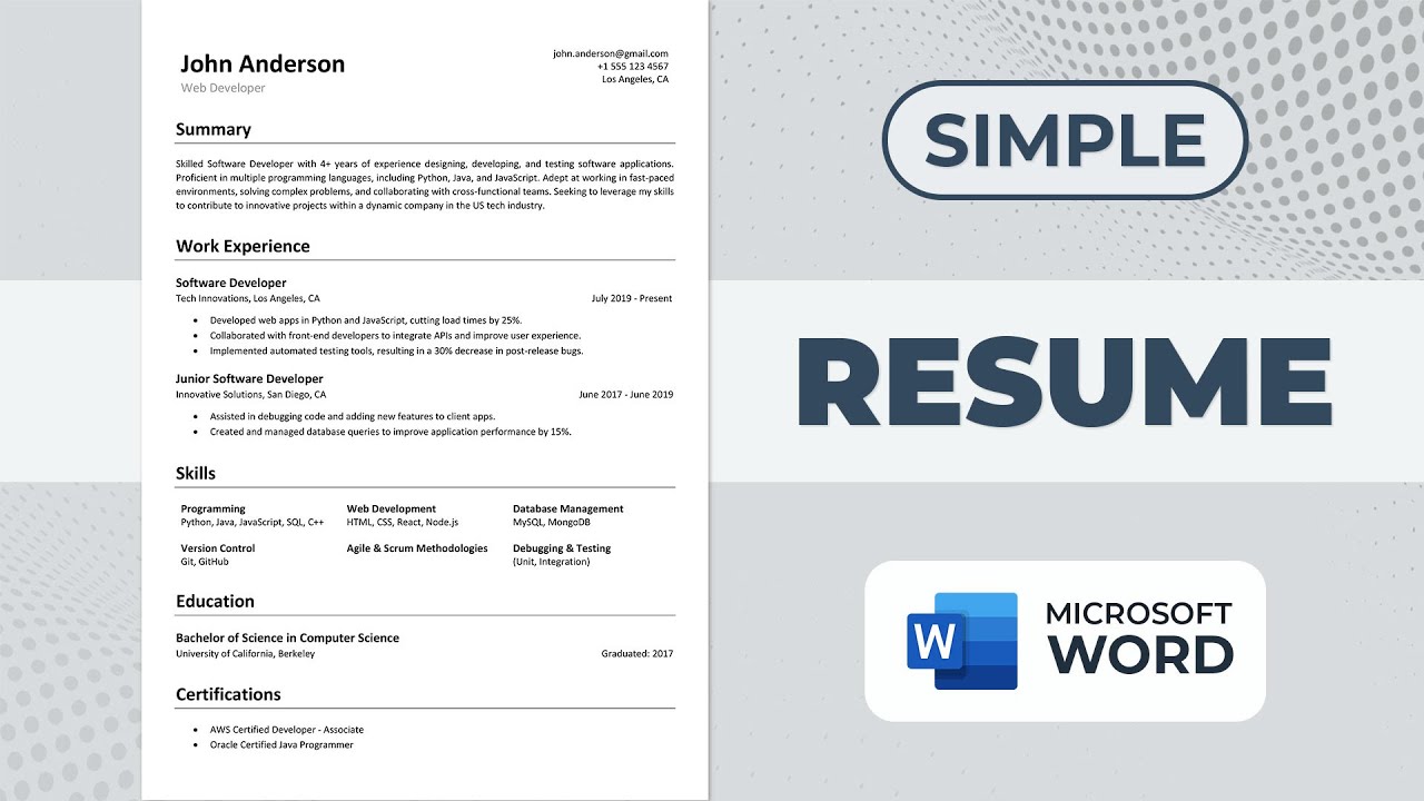 Как составить резюме в Microsoft Word | Резюме для устройства на работу | Просто и легко