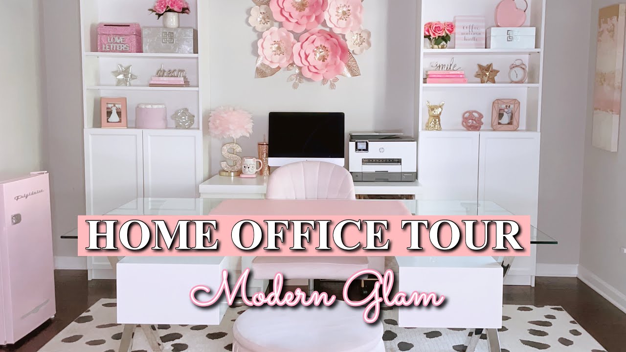 Pink Modern Glam Home Office Tour | Highly Requested Video! 💕