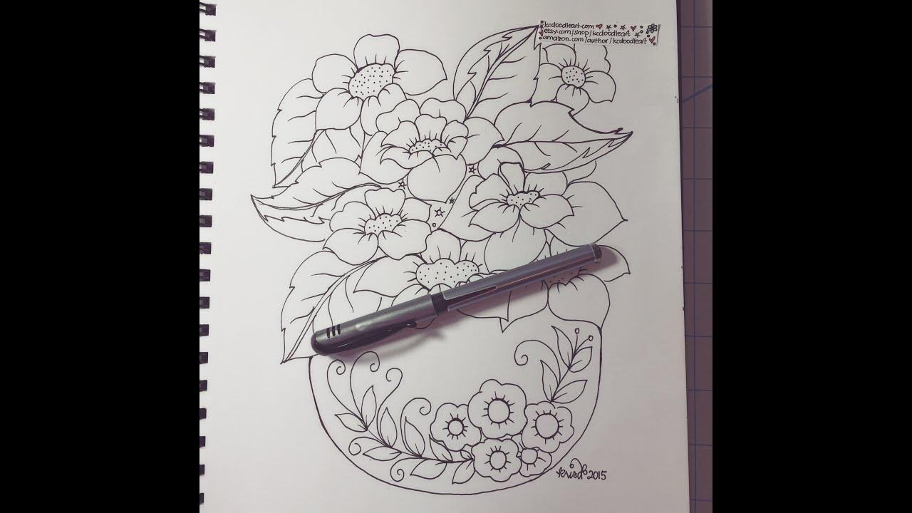 drawing flowers in a vase