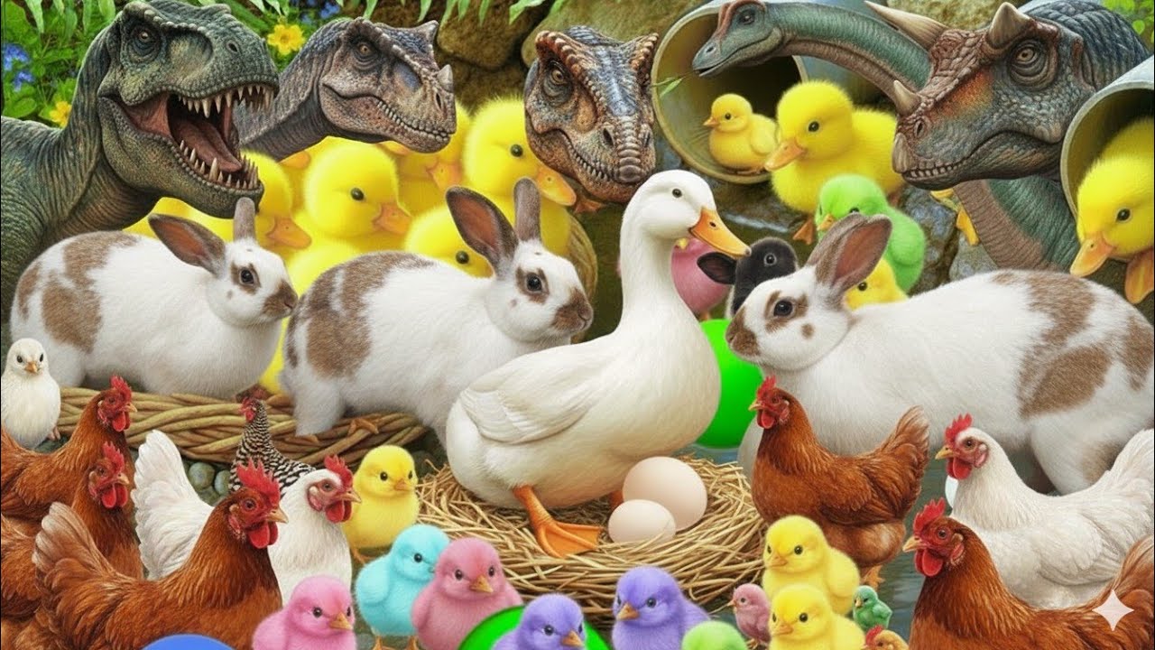 Ayam rainbow,hunting ayam bebek & Kelinci lucu!