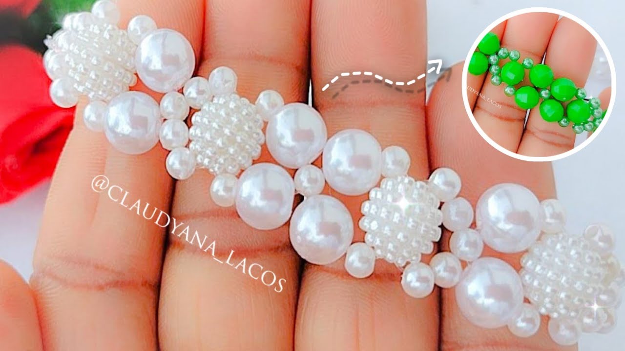 Pulseira Bordada Luxo com Regulagem macramé/PAP CLAUDIANA ARAUJO