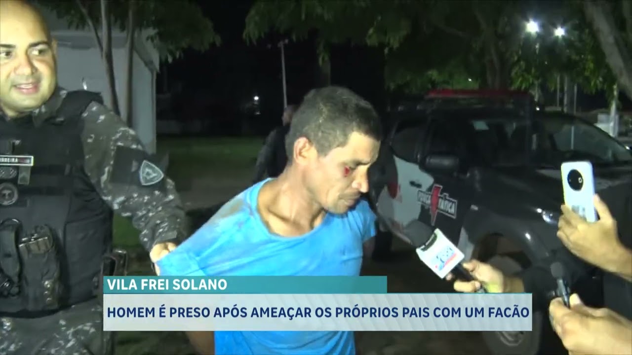 HOMEM É PRESO APÓS AMEAÇAR OS PRÓPRIOS PAIS COM UM FACÃO
