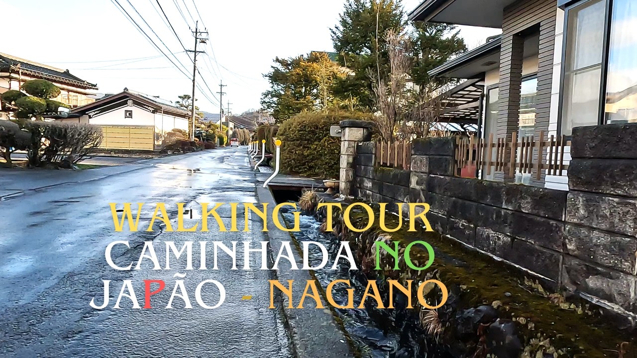 Japão - Nagano - Um dia chuvoso pela mais bela cidade montanhosa do Japão [4K HDR] #walkingtour#rain