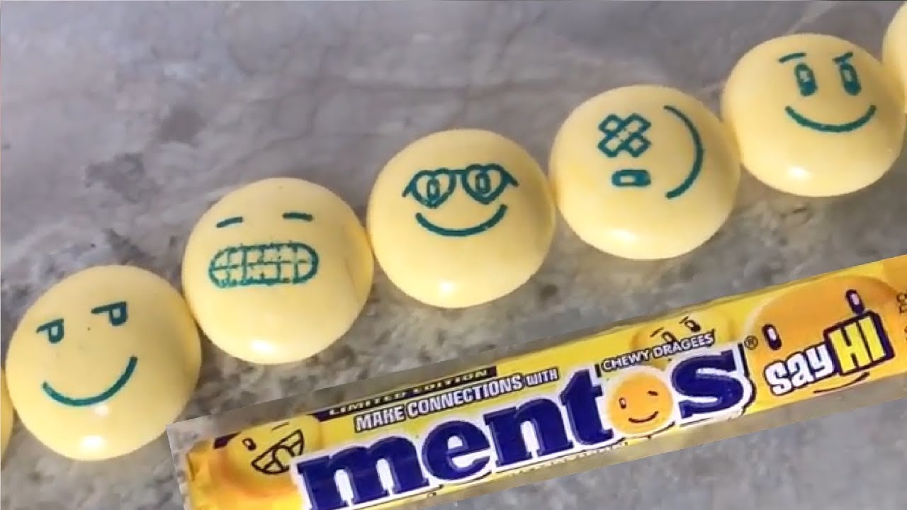 Unwrapping Mentos Emoticon - Lemon Flavor