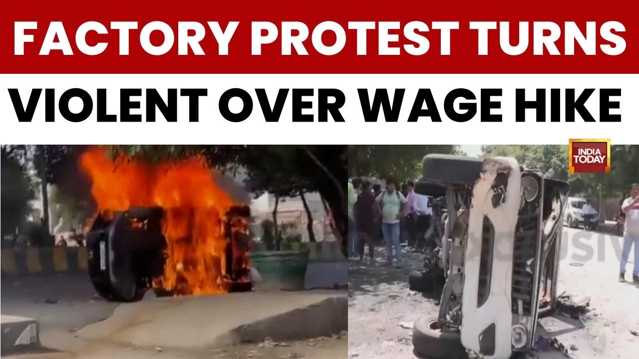 Noida Protest: Violent Factory Protest Over Wage Hike Sees Workers Vandalise Property And Torch Cars