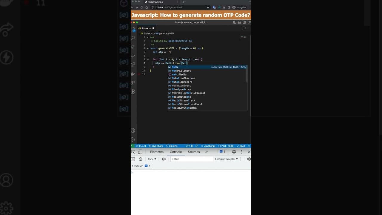Javascript: How to Generate random OTP Code?
