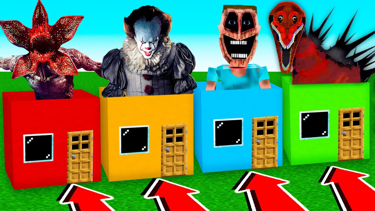 N&Atilde;O ESCOLHA A PORTA ERRADA DE TERROR NO MINECRAFT!! (DEMOGORGON, IT, GODZILLA BLOODBATH)