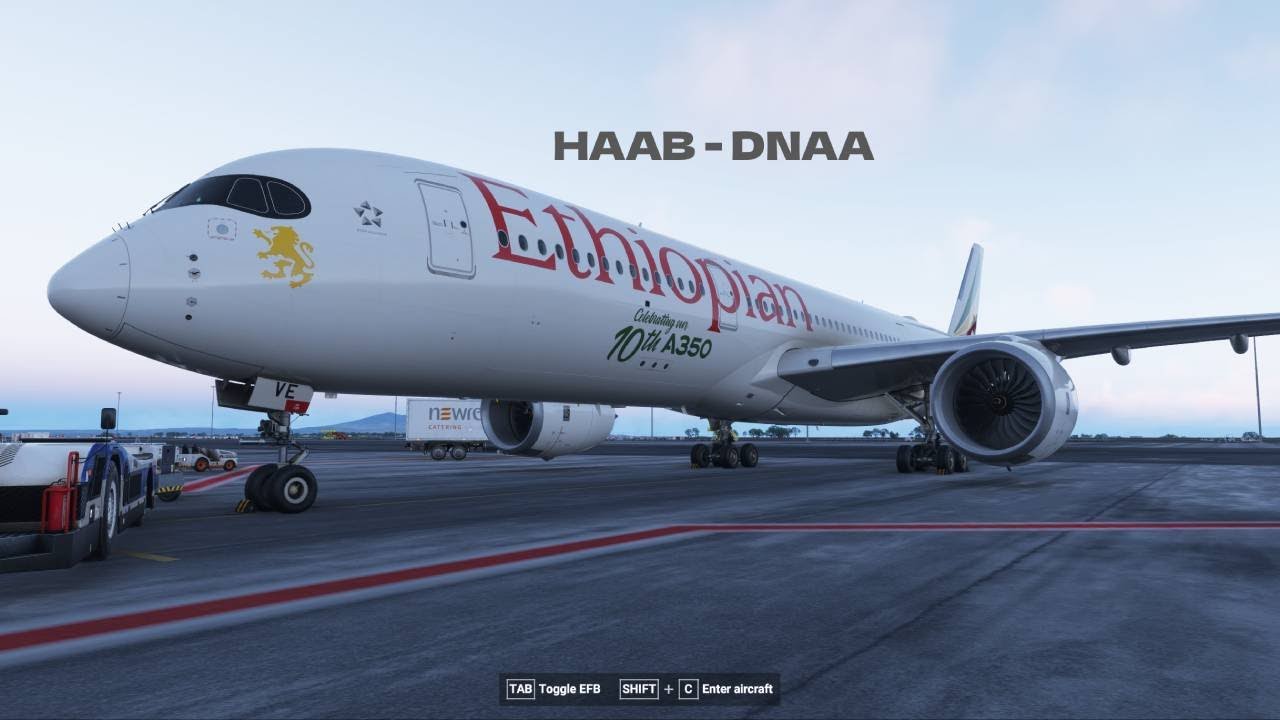 MSFS2024 INIBUILDS A350 ETHIOPIAN AIRLINES ADDIS ABABA BOLE - ABUJA NNAMDI  Full flight 2K HAAB DNAA