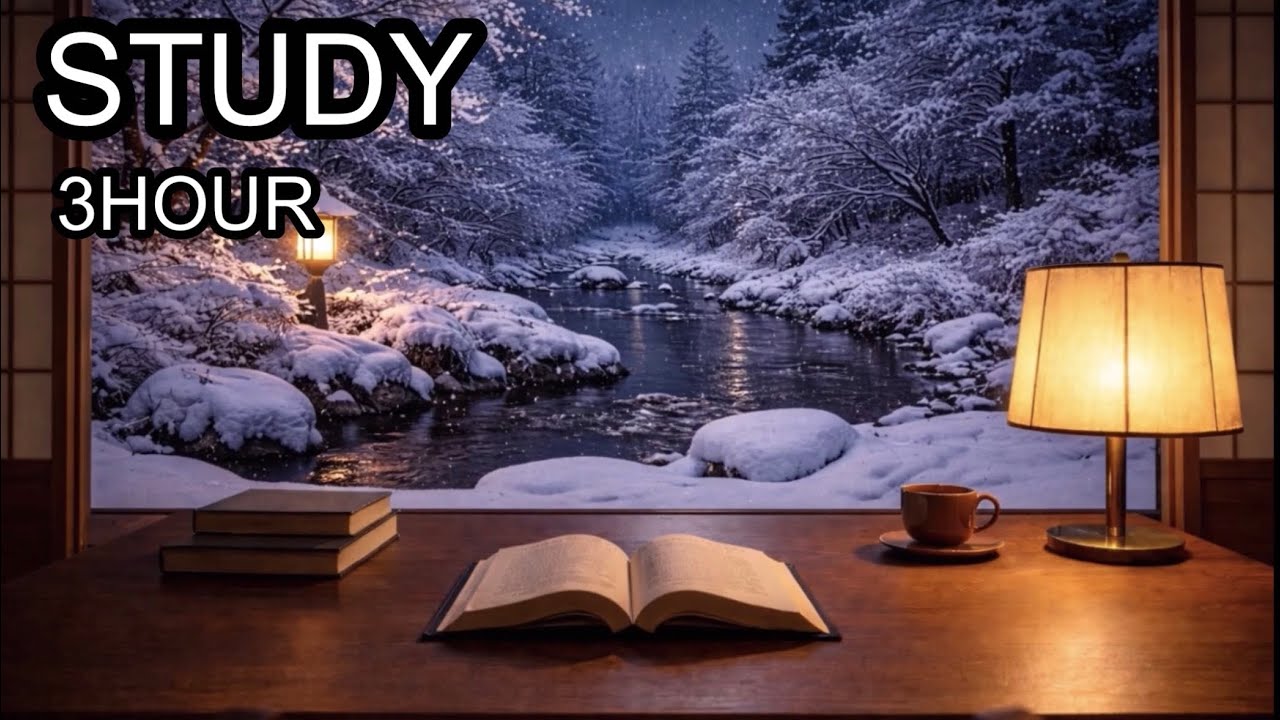 【STUDY】Deep Focus Music ❄️ Winter Night Library | Calm Piano & Ambient