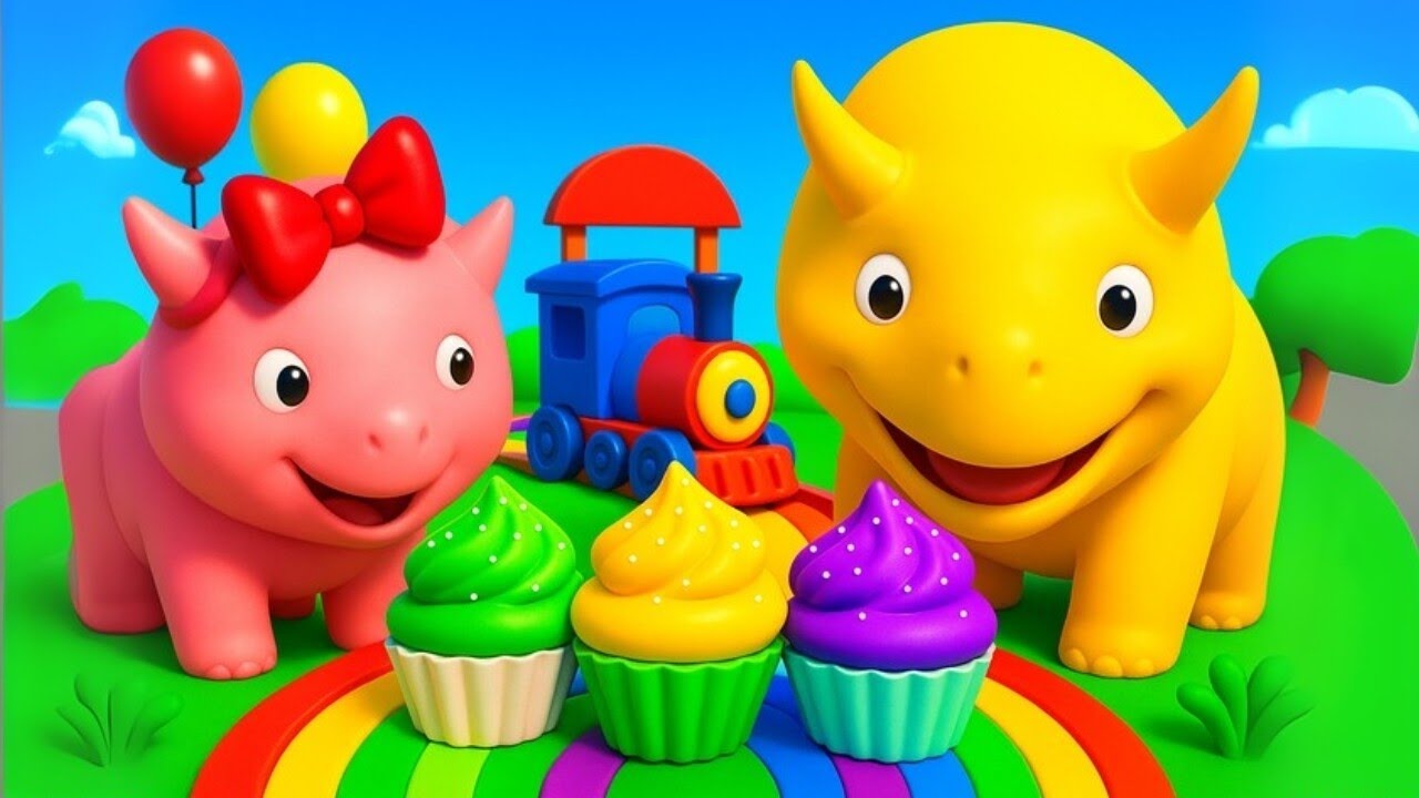 Dino robi ciasteczka o różnych kolorach