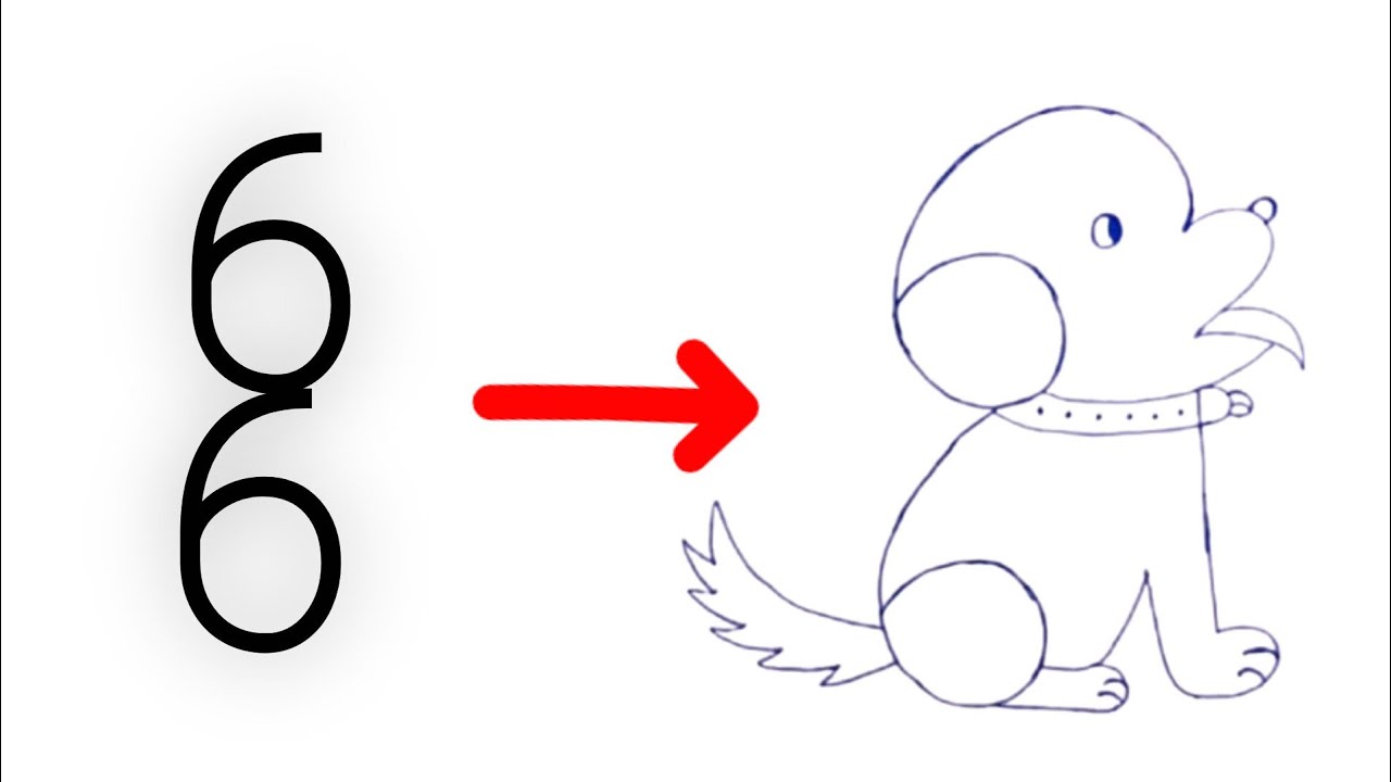 How to draw dog from number 66 | Easy dog drawing 2026 | Number drawing