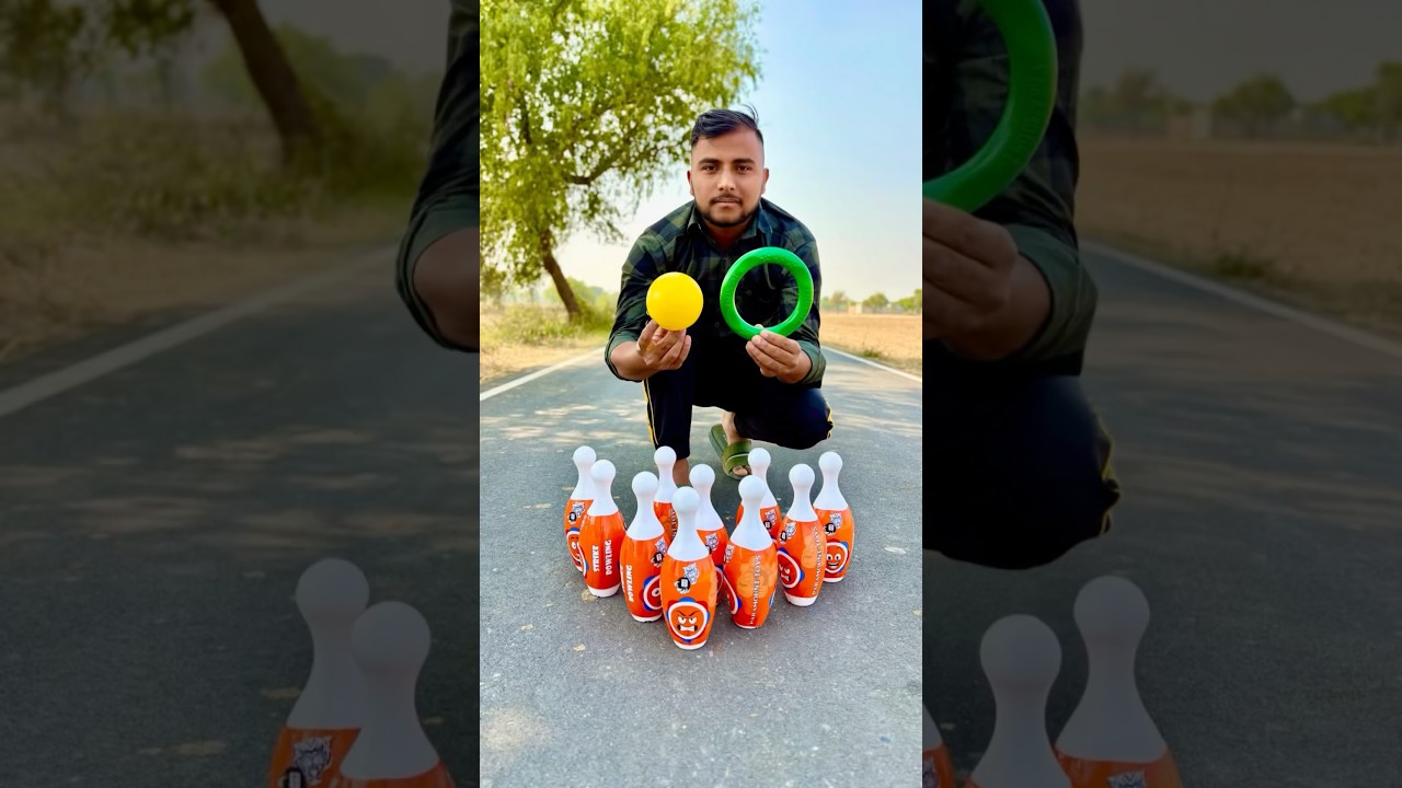 Unique bowling pin play on smooth surface indoor outdoor game #shorts #bowling #ringgame #toys #toy