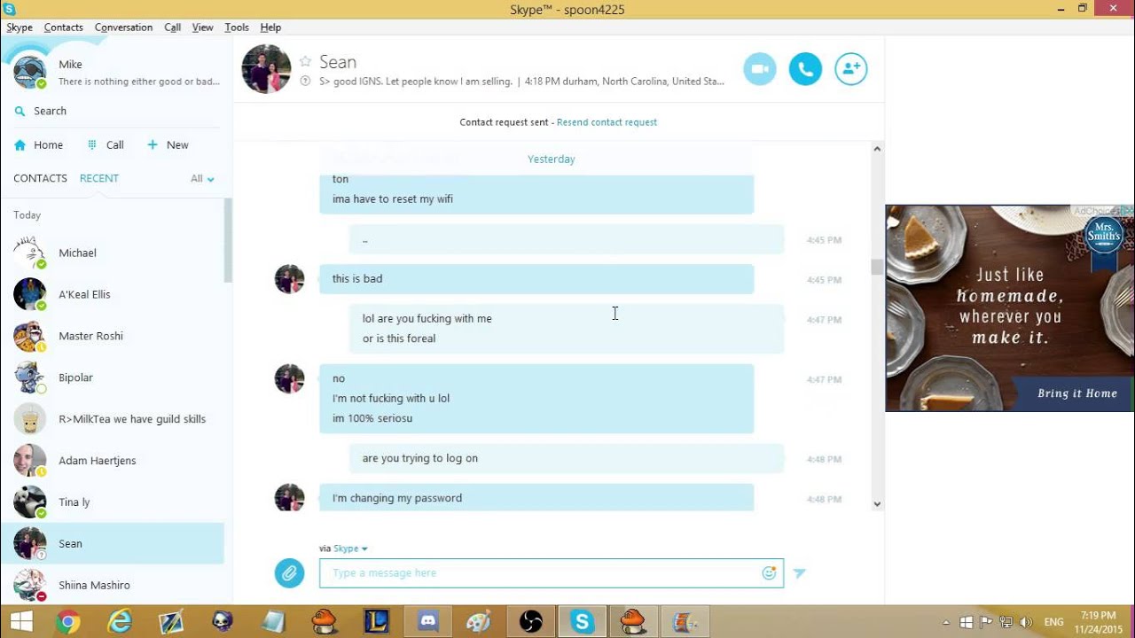 All the skype messages in the scam