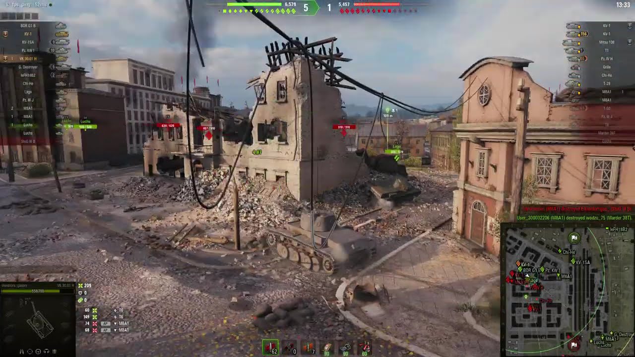 906 Damage, Playing with German VK 30.01 H Tank, Class 5, World Of Tanks Online Game