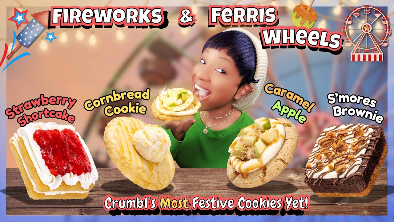 🎡 ASMR Crumbl Cookies: 4th of July… or County Fair? 🍓🔥