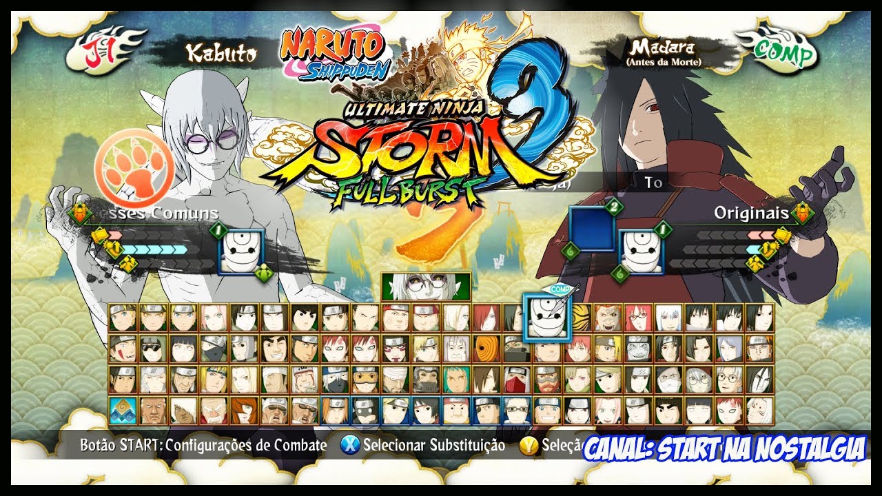 Naruto: Ultimate Ninja Storm 3: Full Burst - LISTA TODOS OS PERSONAGENS / ALL CHARACTERS + BATTLE