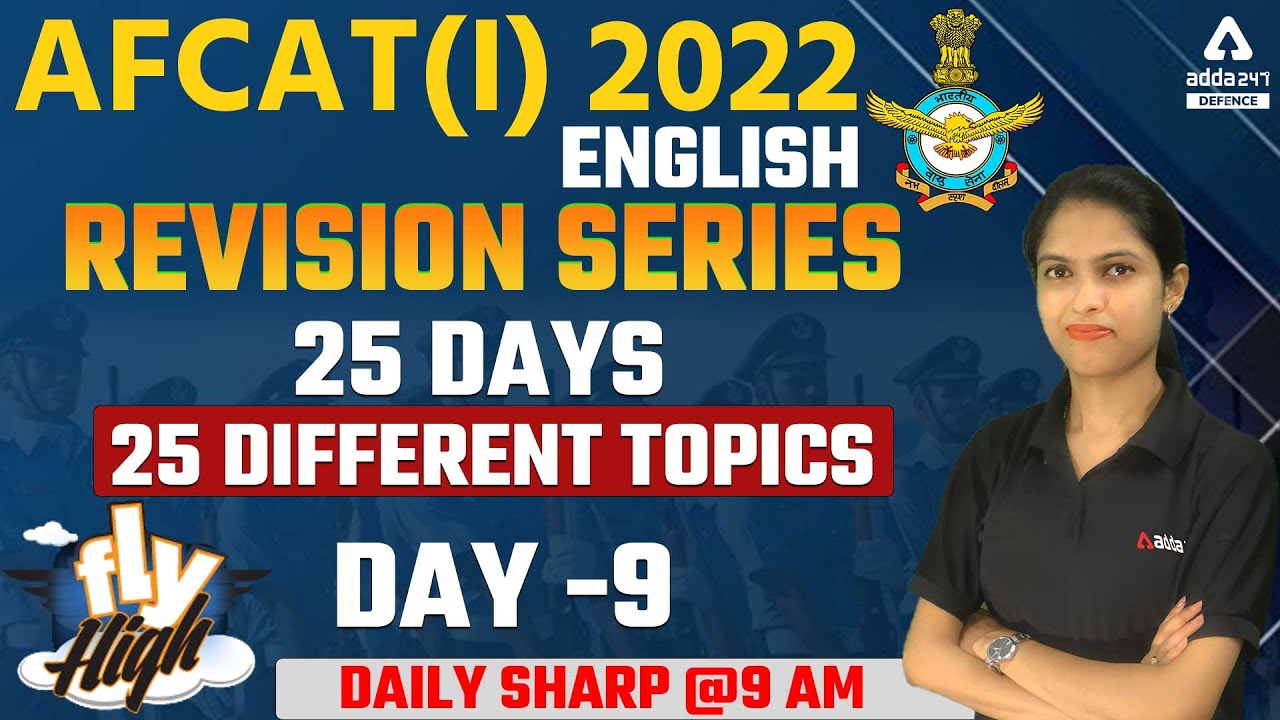 AFCAT 1 2022 | AFCAT English Preparation 2022 | 25 Days/25 different Topics #9