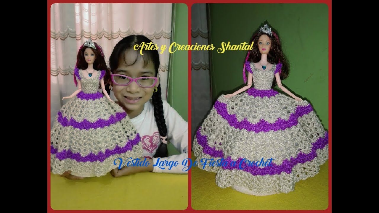 Vestido Largo De Fiesta a Crochet.