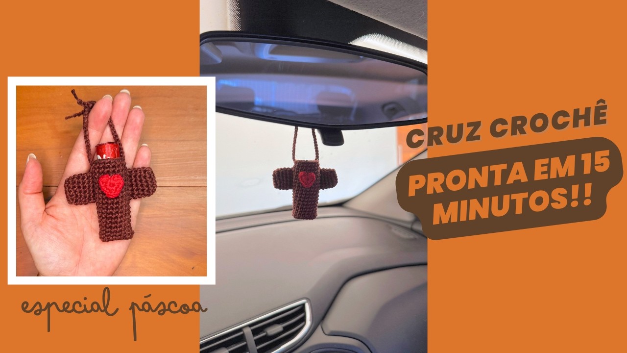 Passo a passo chaveiro cruz crochê - lembrança fácil de Páscoa!!