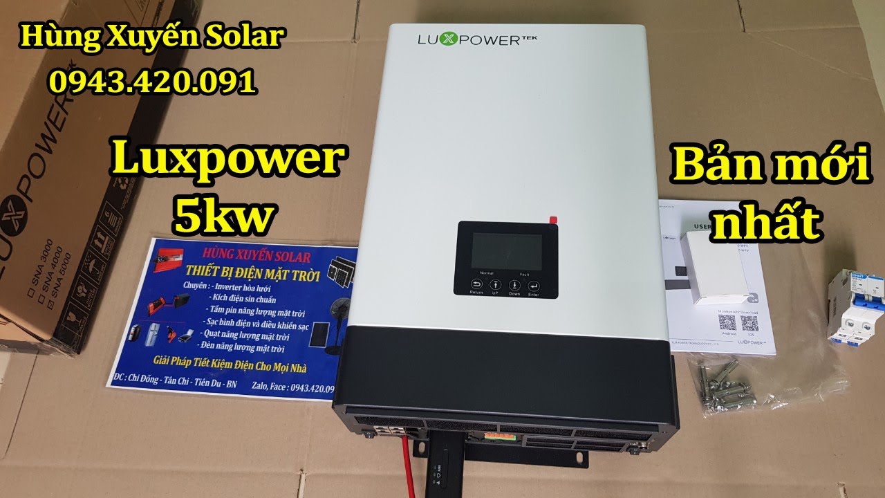 Inverter luxpower 5kw SNA bản mới nhất. Cài đặt trước khi gửi hàng cho khách.