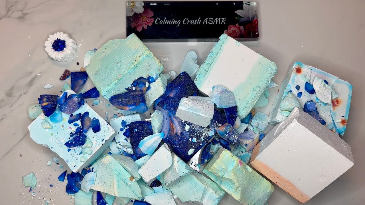 Blue | Fresh Crunchy Gym Chalk Blocks and Chunks | ASMR for Calm