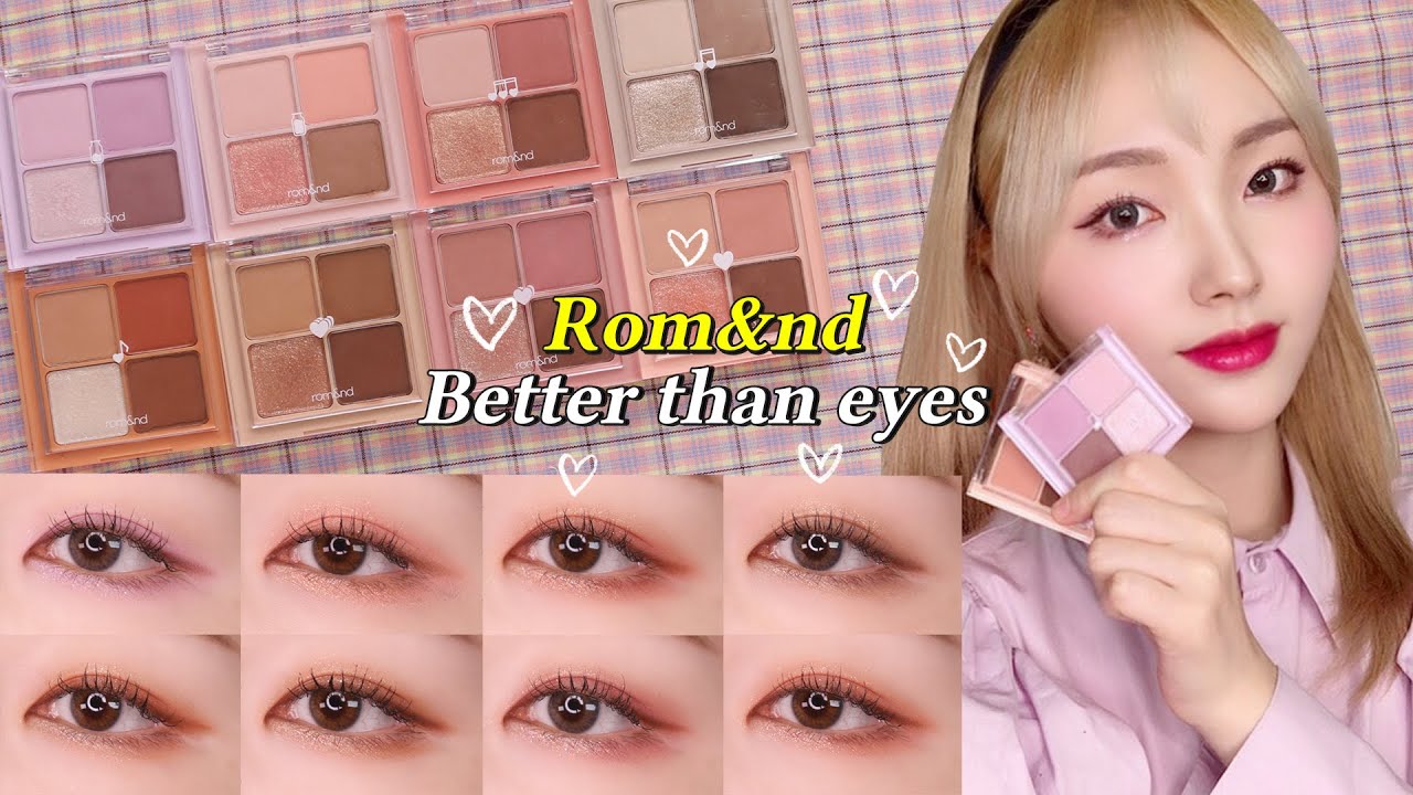 롬앤 섀도우팔레트🌼전색상 8개중에 뭐사지? 롬앤 베러댄아이즈 비교리뷰+아이메이크업까지!/롬앤 팔레트ㅣ미닝