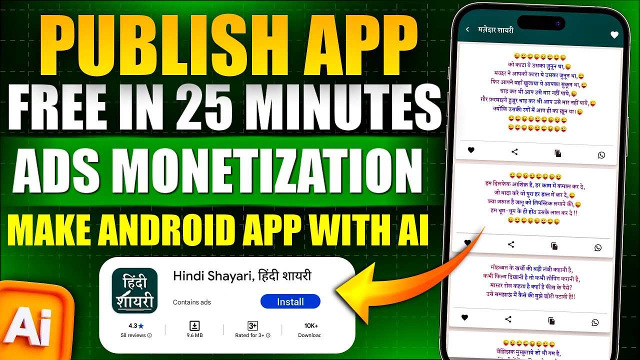 Make an Android App with AI in 25 Minutes | Monetize with Ads & Publish for FREE