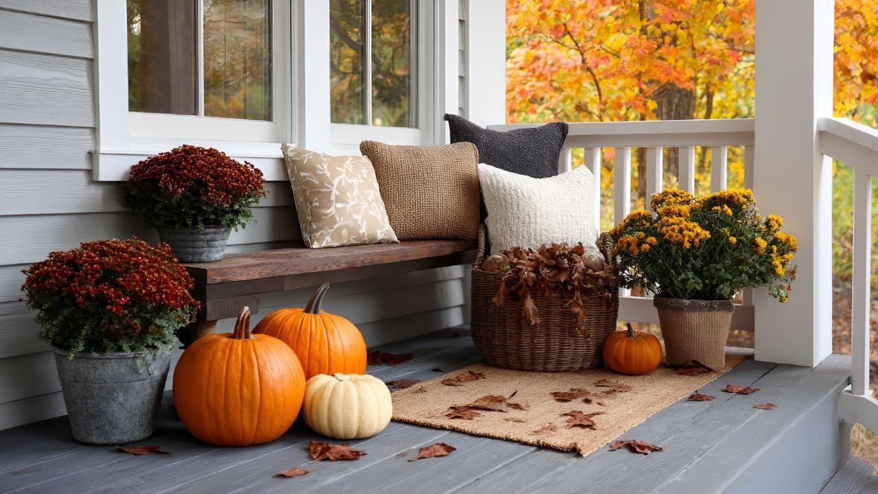 Farmhouse Fall Porch Makeover | Cozy Small Front Porch Decorating Ideas 2025