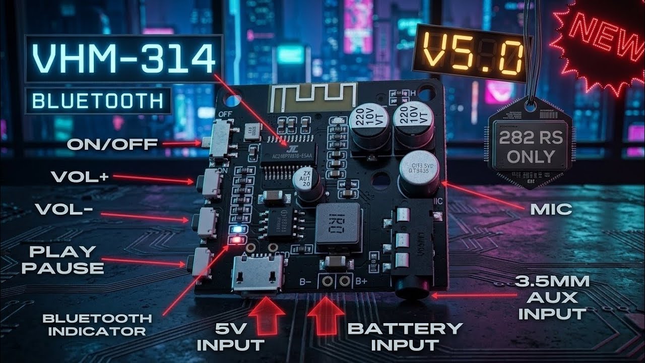 VHM-314 Bluetooth 5.0 MP3 Decoder Board Deluxe Cheap But Feature Loaded