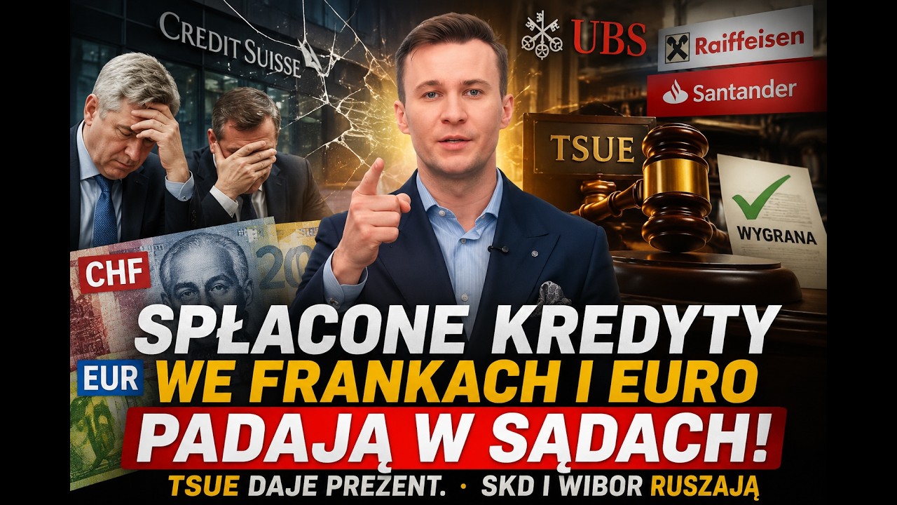 Spłacone kredyty we frankach i kredyty w euro padają w sądach. TSUE daje prezent.SKD i WIBOR ruszają