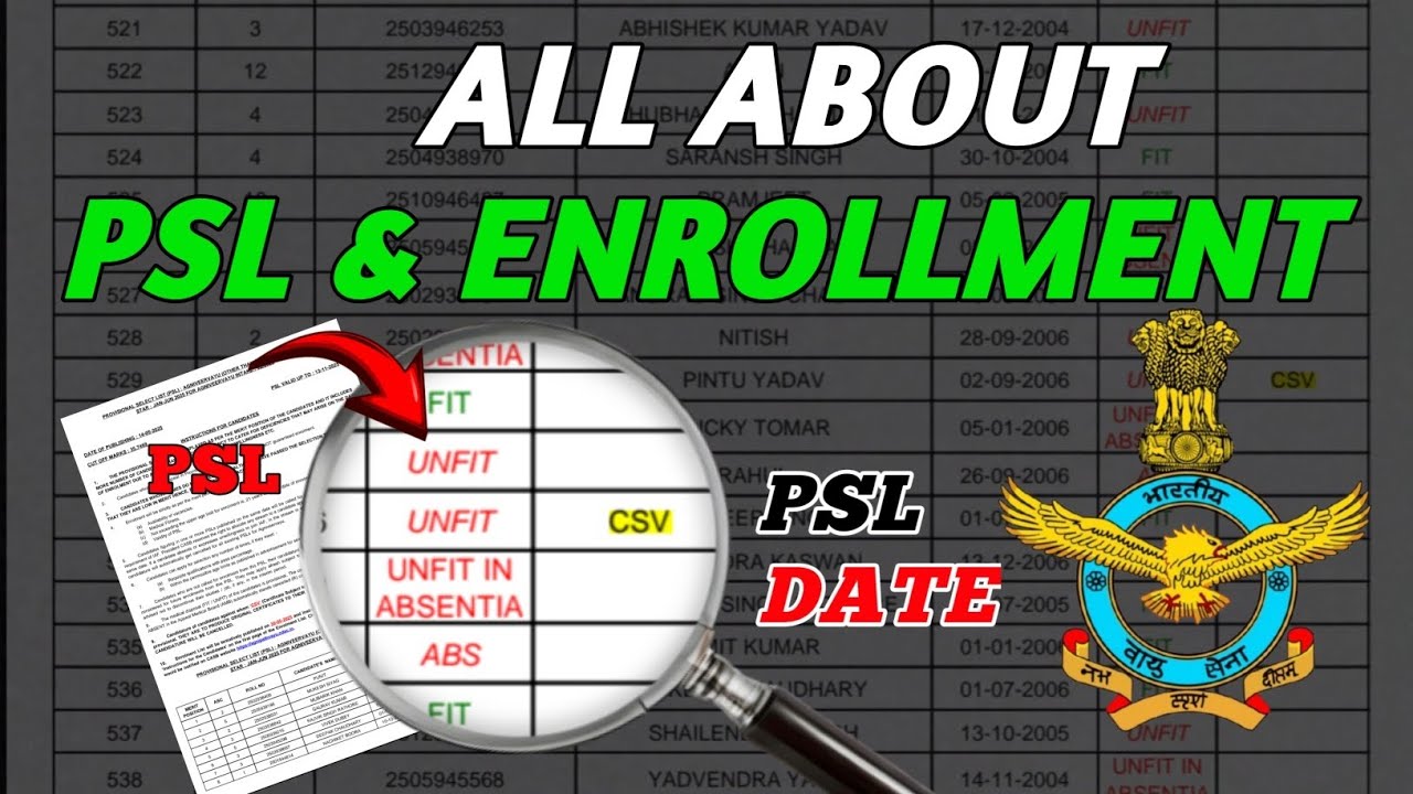 All About PSL & Enrollment List 🤯 | Indian Air Force 1/2026