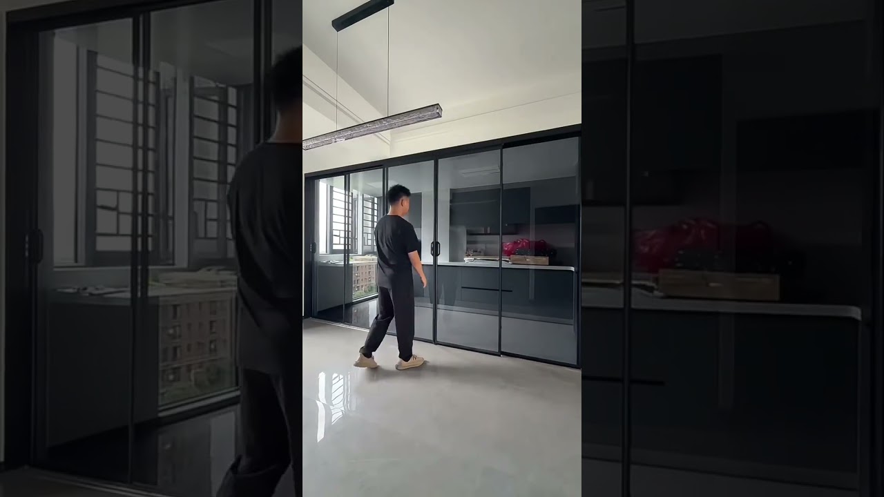 Kitchen partition sliding door #aluminium #glass #home #factory #sliding