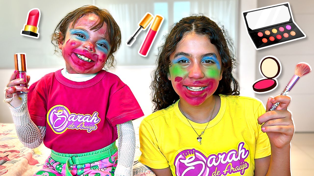 SARAH E ELOAH brincam com suas MAQUIAGENS DE BRINQUEDO para crianças | Sarah de Araújo