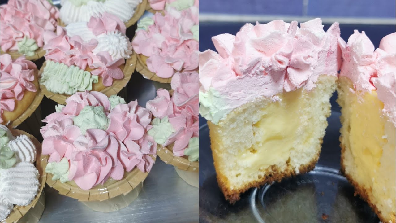 كب كيك محشي بكريمة الكاسترد Cup Cake stuffed with Custard