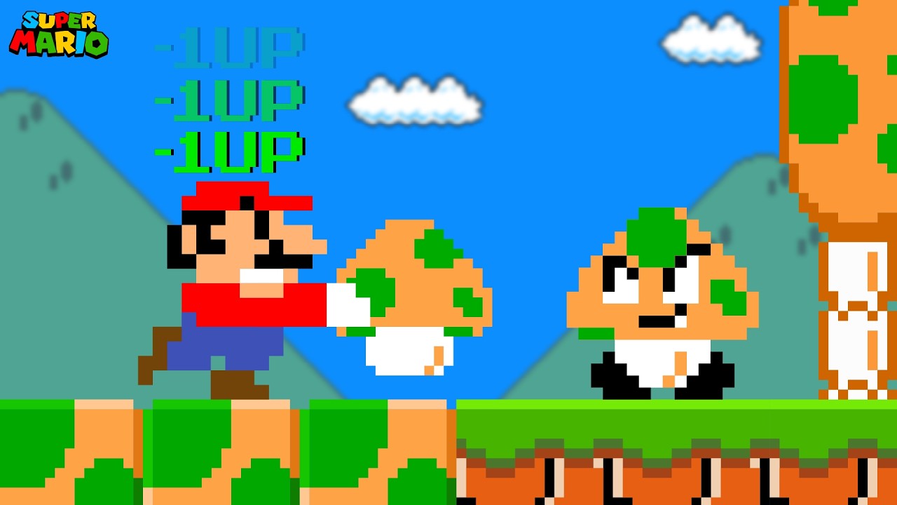 Super Mario Bros., but Mario Can't Touch 1-Up Mushrooms!