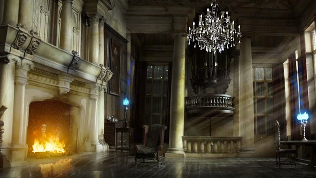 Malfoy Manor [ASMR] ⚡ Harry Potter Ambience - Thunderstorm and Fireplace