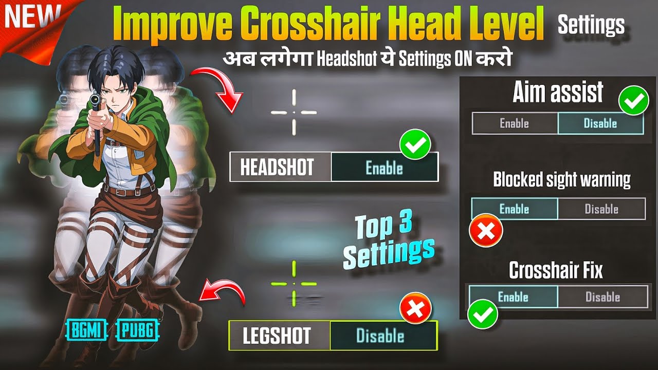 Improve Your Crosshair Head Level Settings in BGMI/PUBG 🔴/ Crosshair Placement/ how to improve aim