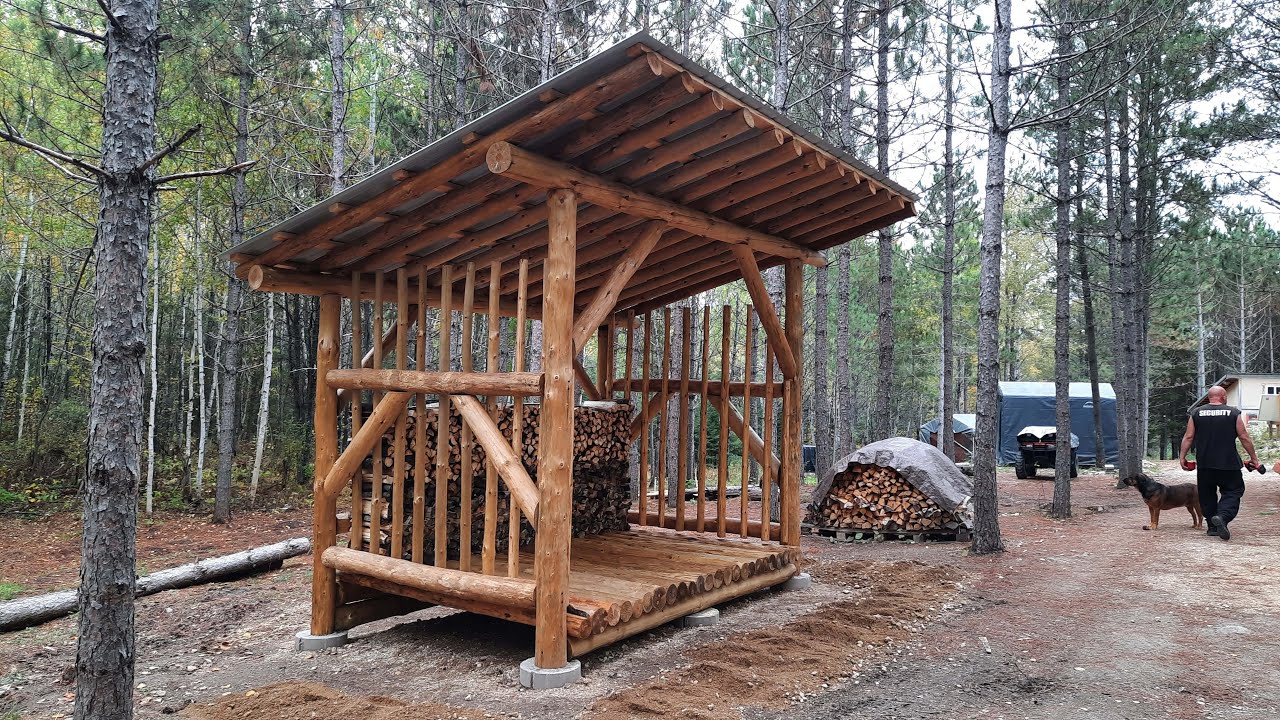 Firewood Shed Build | DIY Log Wood Shed